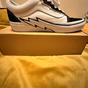 Vans Black and White Lightning Sneakers